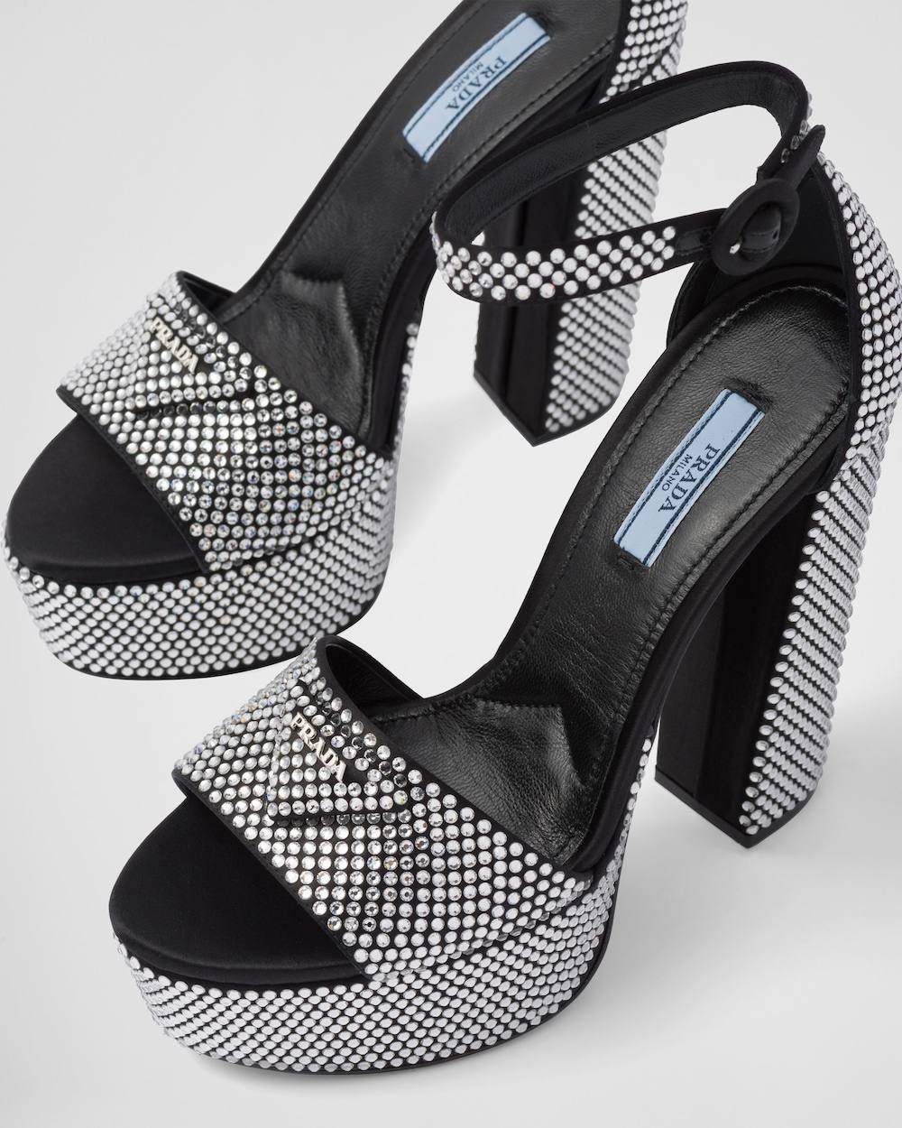 PRADA
Crystal Satin Platform Sandals