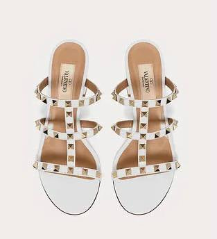 Valentino ROCKSTUD CALFSKIN LEATHER SLIDE SANDAL 60 MM