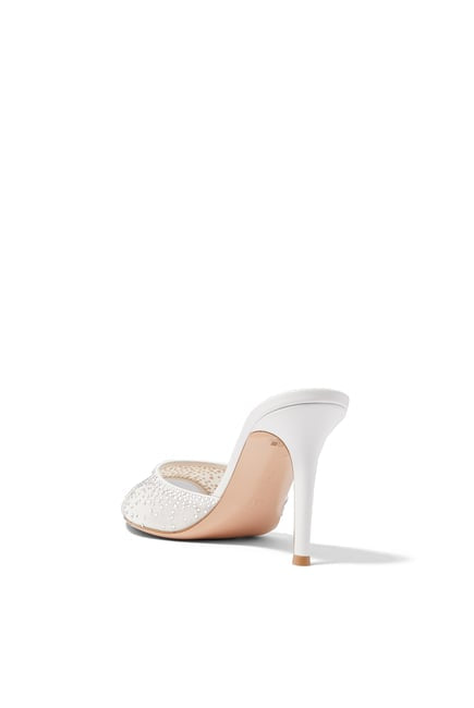 GIANVITO ROSSI Rania 85 Suede Organza Embellished Mules