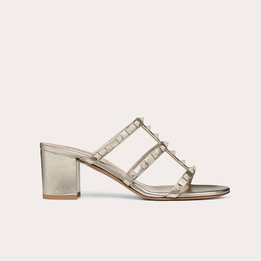 Valentino ROCKSTUD CALFSKIN LEATHER SLIDE SANDAL 60 MM