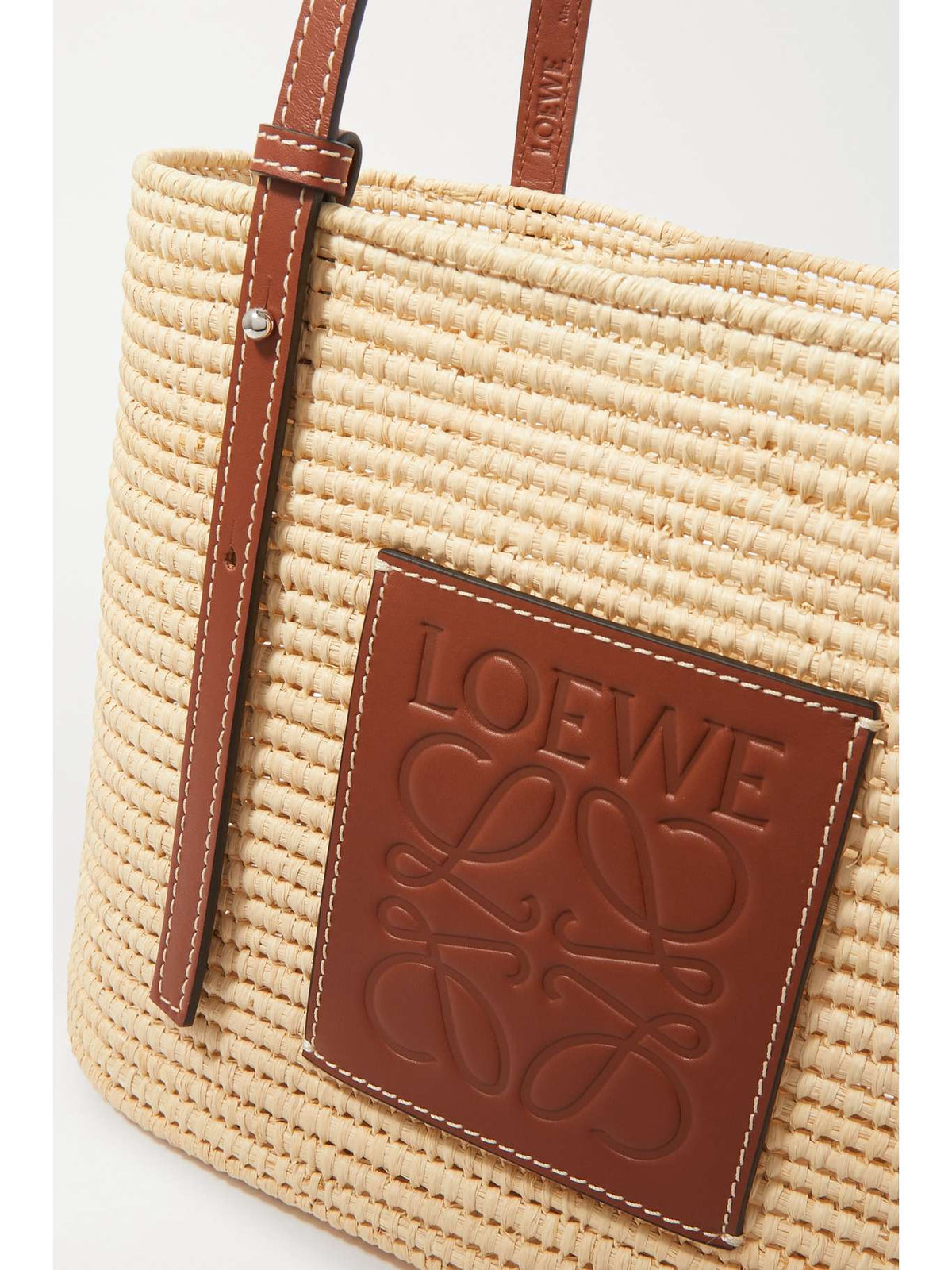 LOEWE
+ Paula's Ibiza small leather-trimmed woven raffia tote