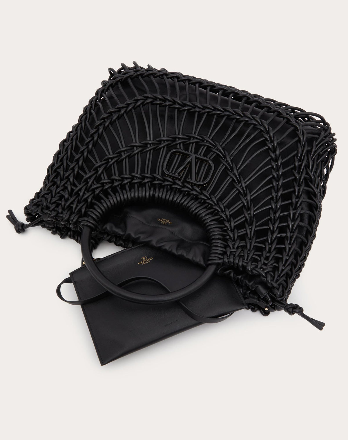 VALENTINO ALLKNOTS WOVEN LEATHER SHOPPER