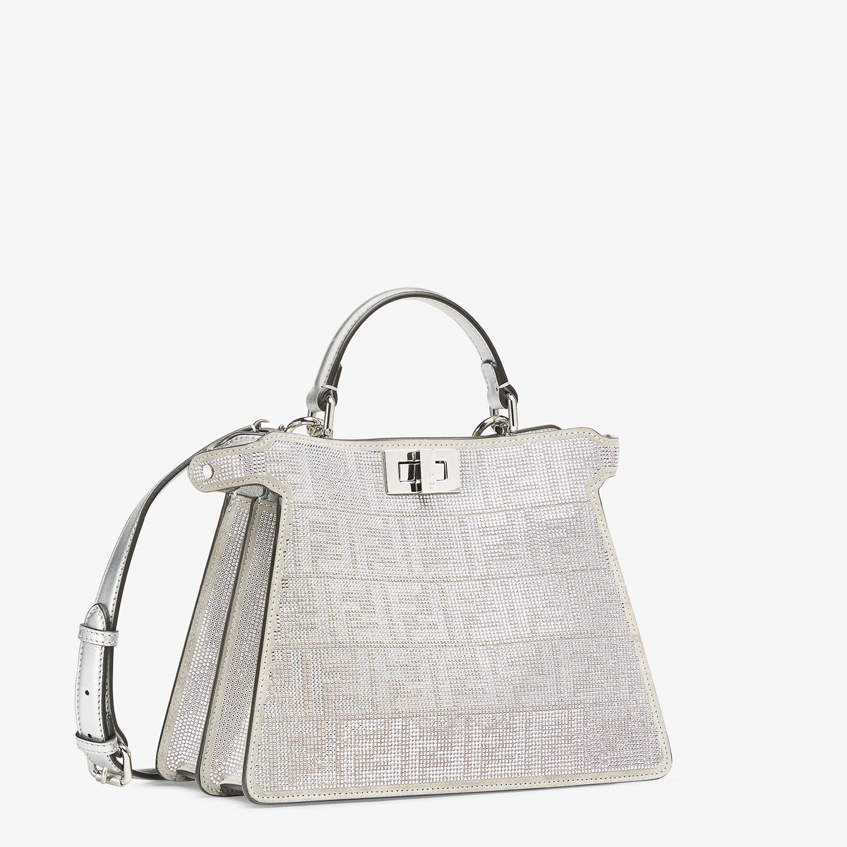 Fendi Peekaboo ISeeU Small
Silver leather bag with crystal FF motif