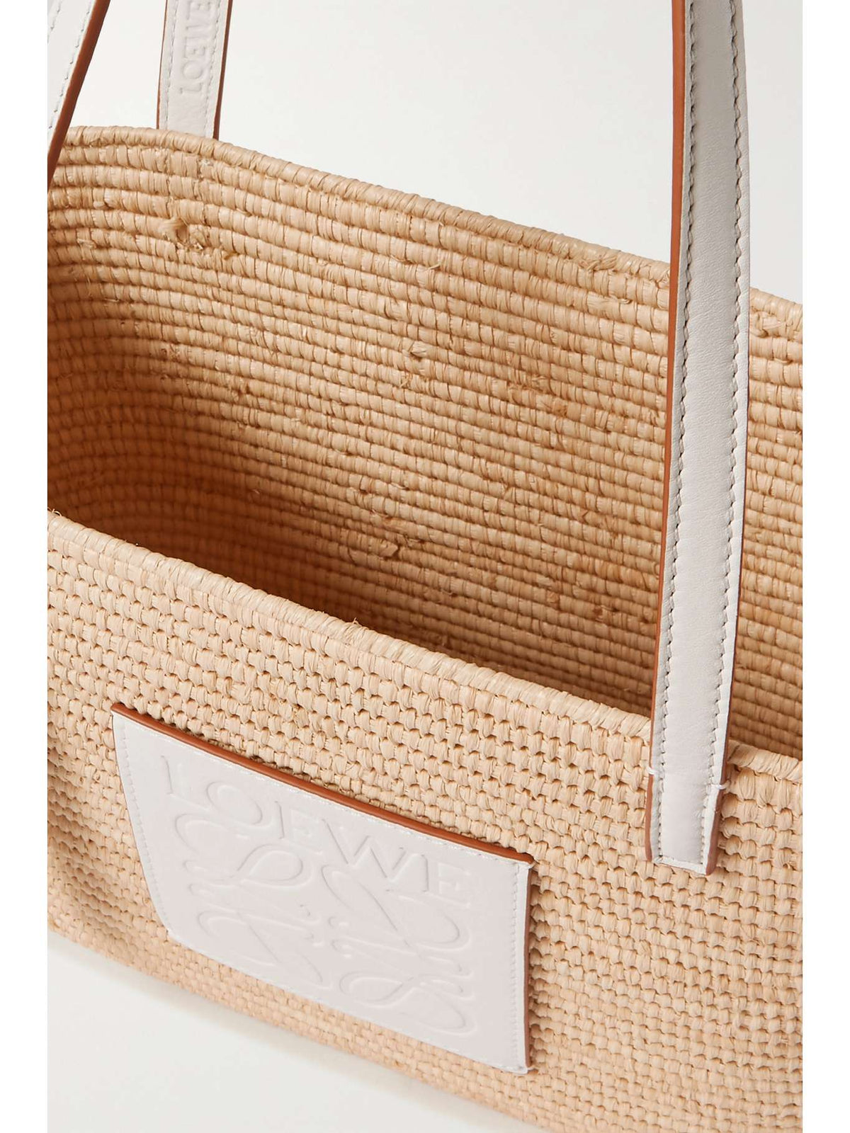 LOEWE + Paula's Ibiza small leather-trimmed woven raffia tote