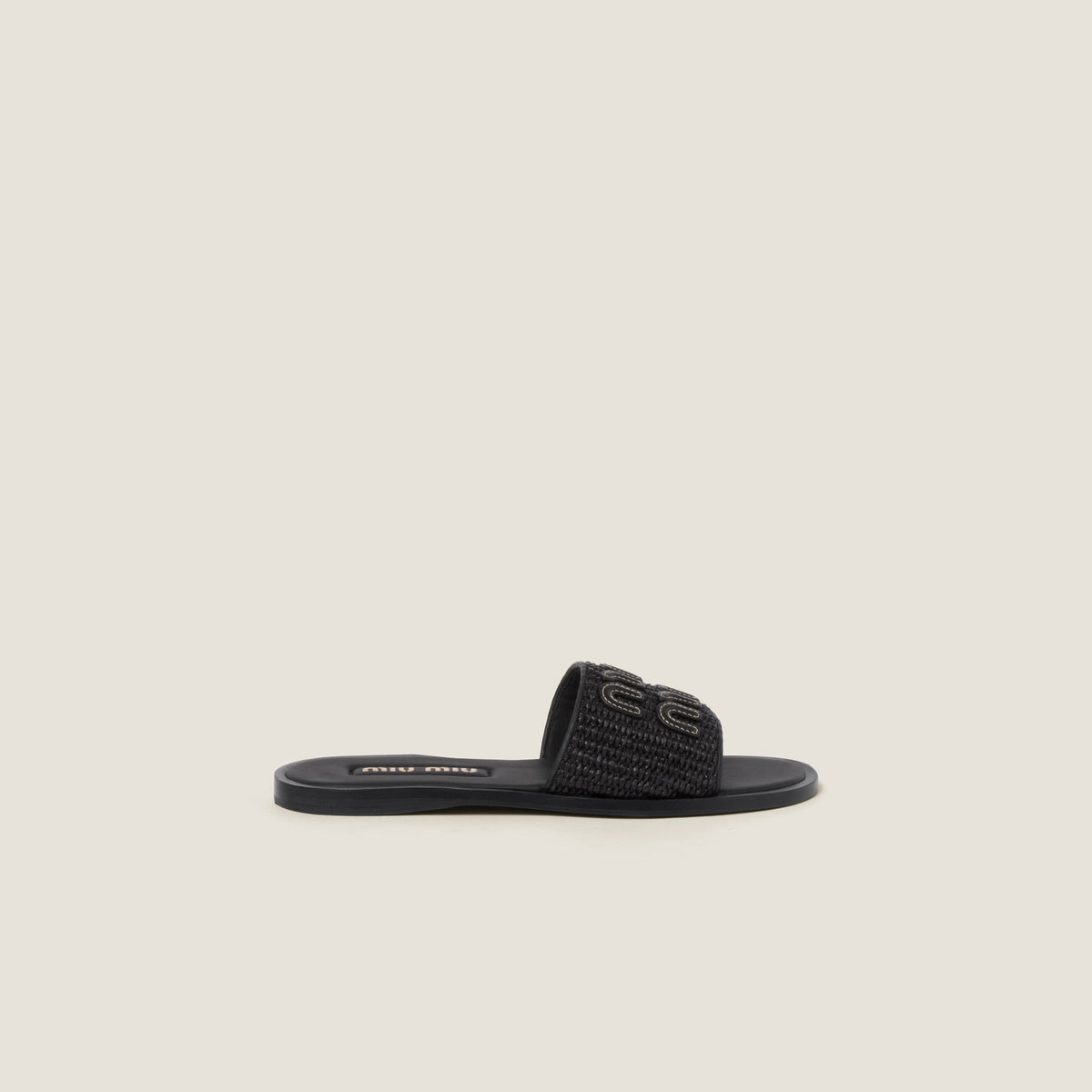 Miu miu Raffia-effect woven fabric slides