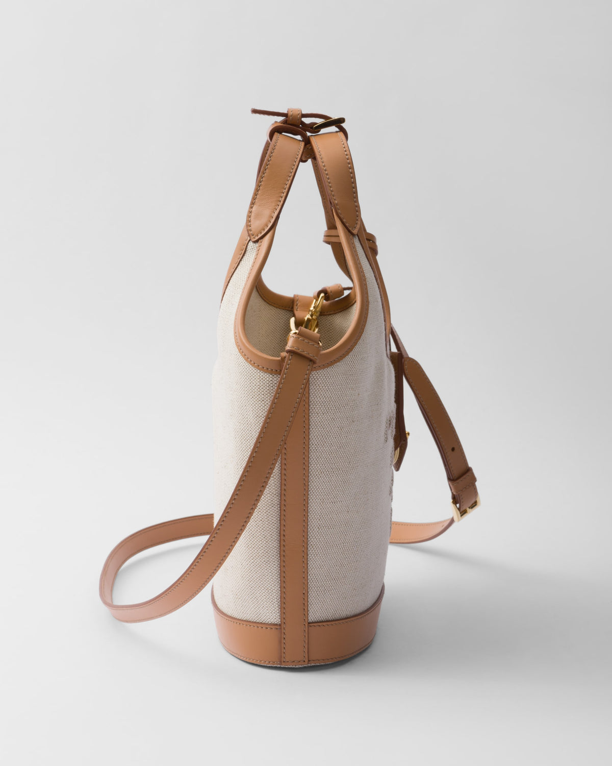 Prada Linen blend and leather mini-buckle bag