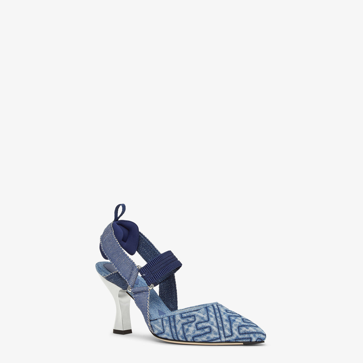 Fendi Colibrì
Blue denim high-heeled slingbacks