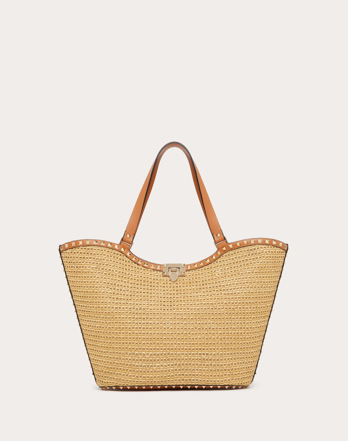 ROCKSTUD WOVEN RAFFIA SHOPPING BAG