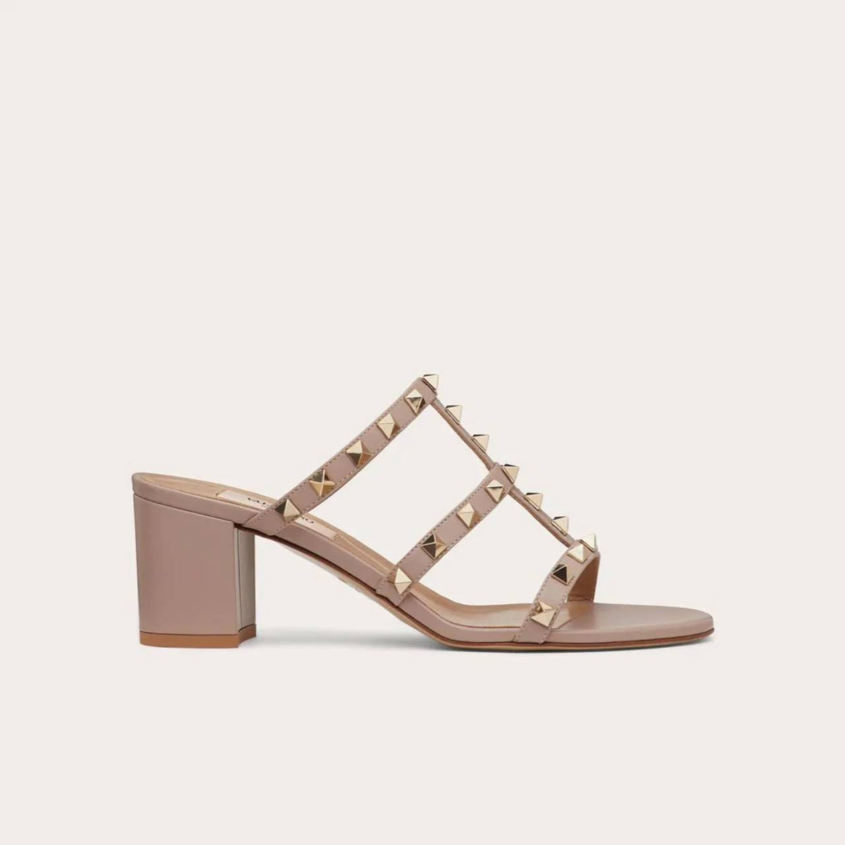 Valentino ROCKSTUD CALFSKIN LEATHER SLIDE SANDAL 60 MM