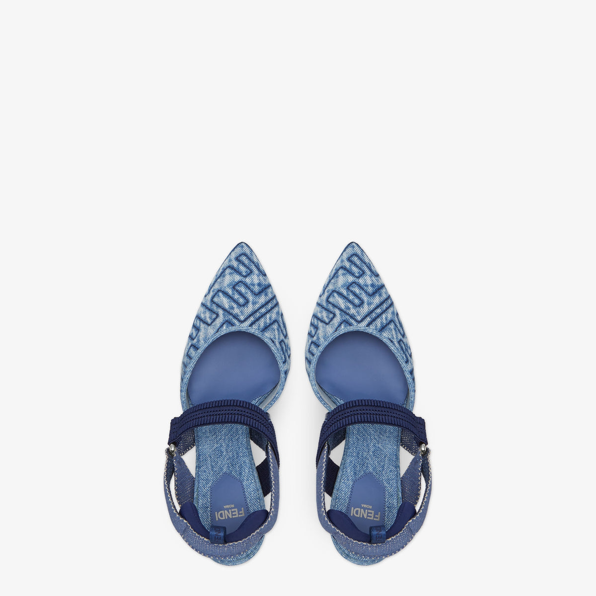 Fendi Colibrì
Blue denim high-heeled slingbacks