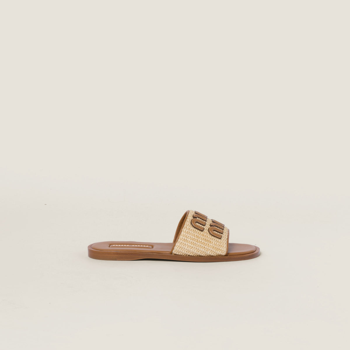 Miu miu Raffia-effect woven fabric slides