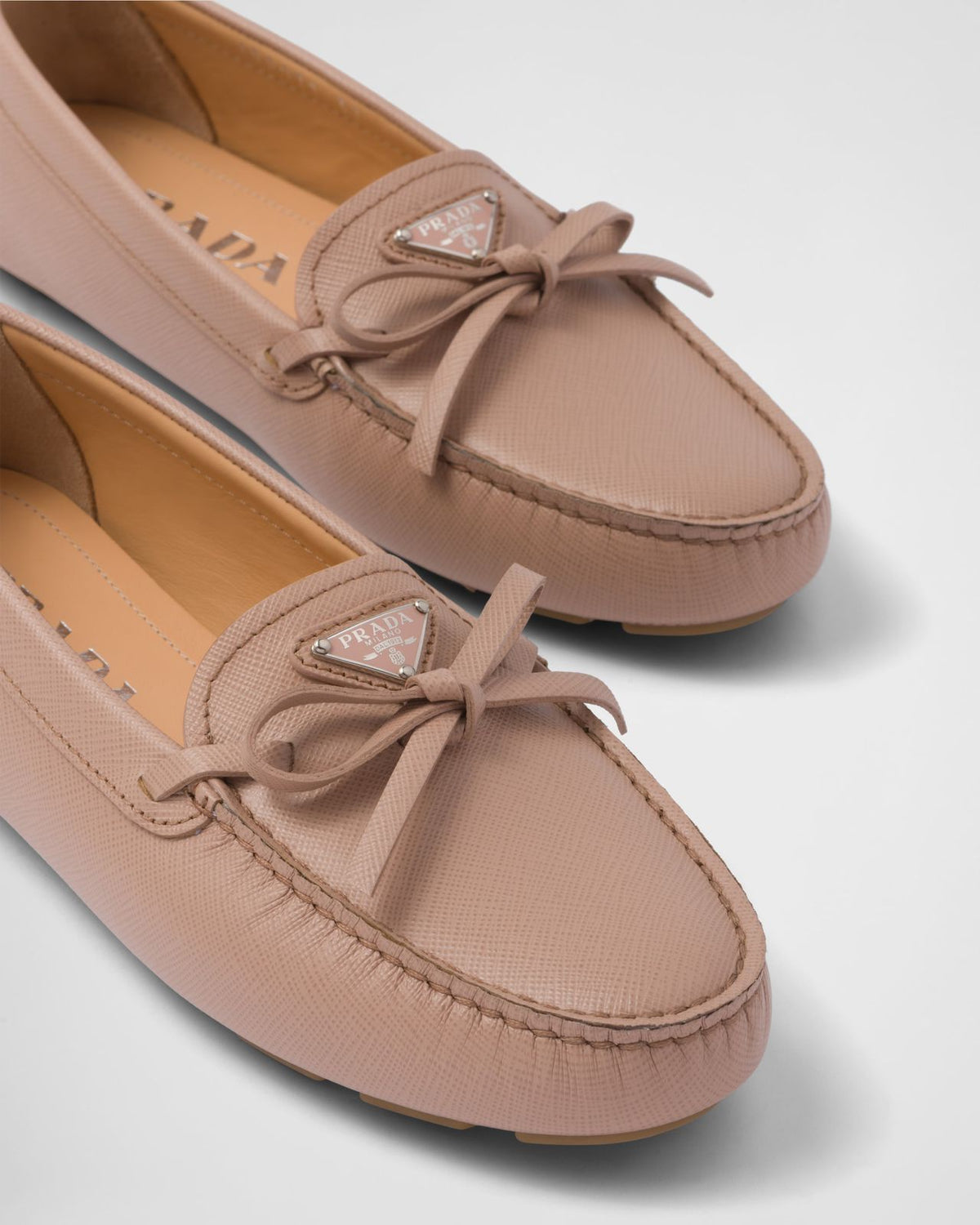 Prada Saffiano leather driving loafers