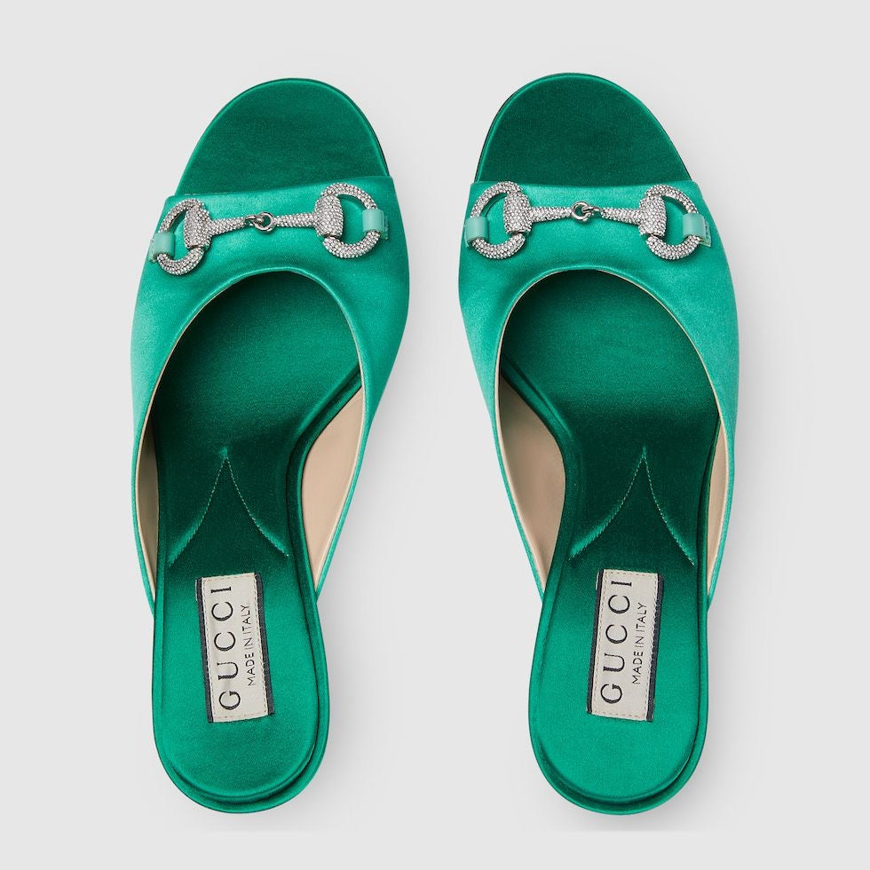 GUCCI WOMEN'S HORSEBIT MID-HEEL SLIDE SANDAL