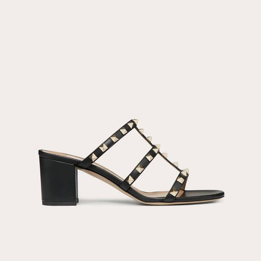 Valentino ROCKSTUD CALFSKIN LEATHER SLIDE SANDAL 60 MM