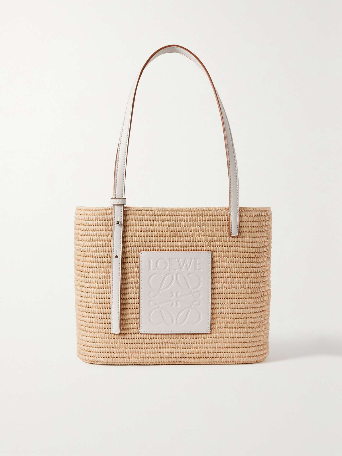 LOEWE + Paula's Ibiza small leather-trimmed woven raffia tote