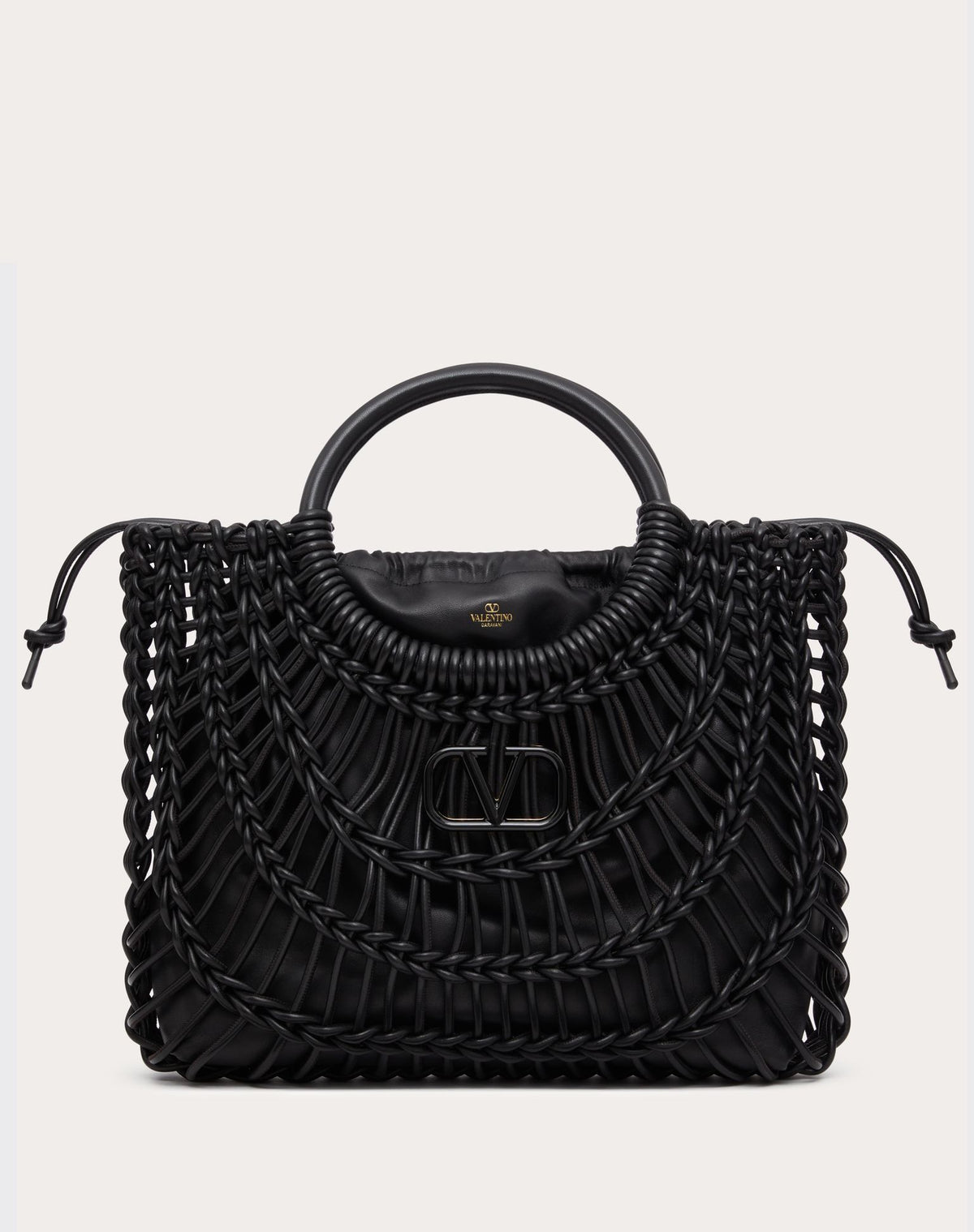 VALENTINO ALLKNOTS WOVEN LEATHER SHOPPER