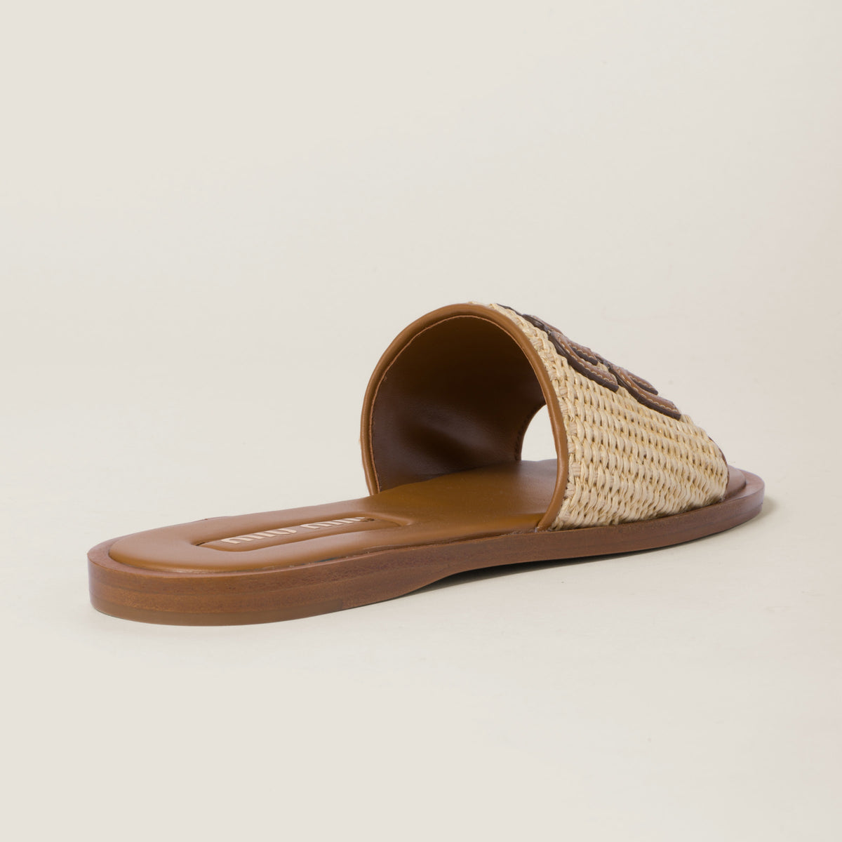 Miu miu Raffia-effect woven fabric slides