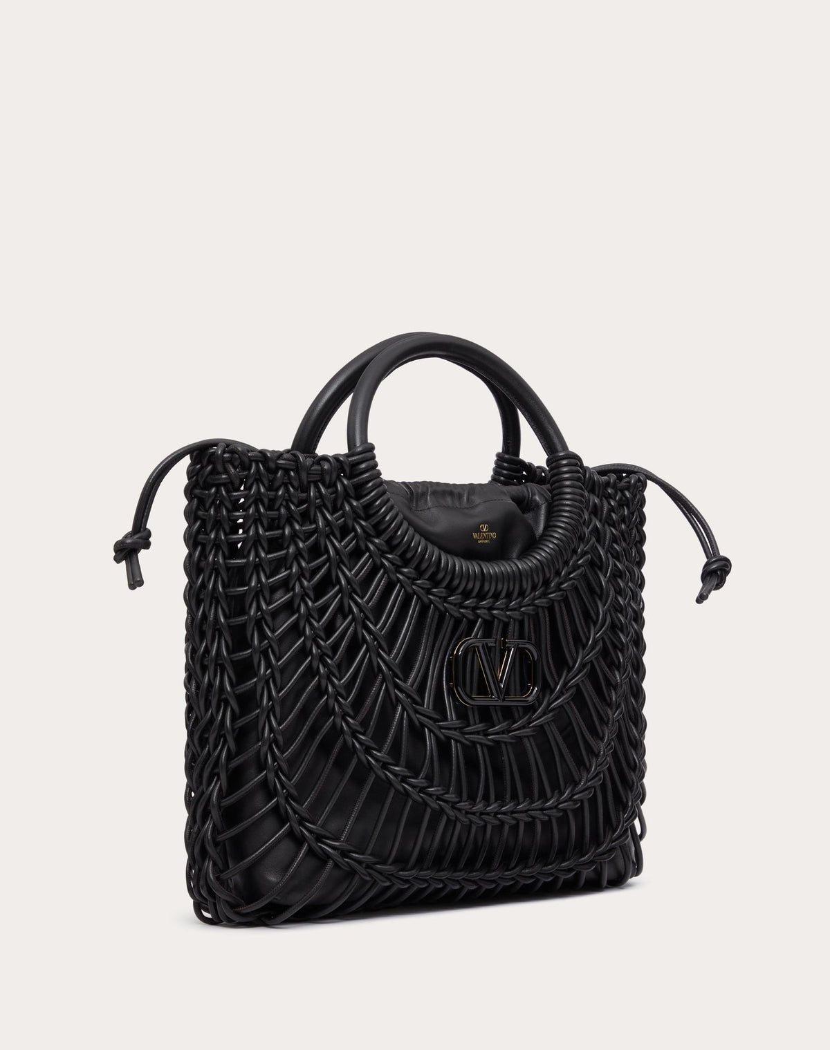 VALENTINO ALLKNOTS WOVEN LEATHER SHOPPER
