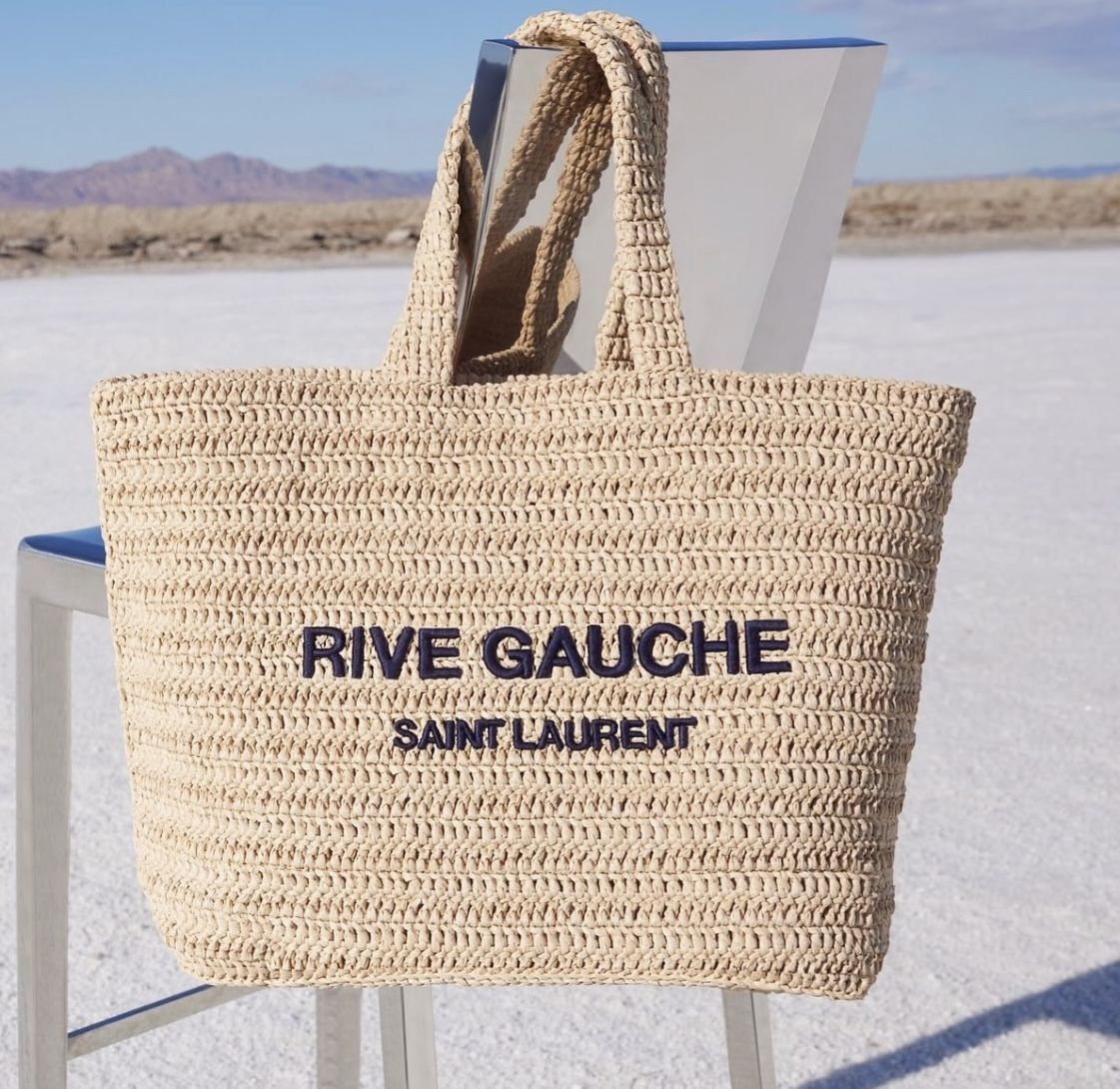 SAINT LAURENT
Rive Gauche Tote Bag in Raffia Crochet