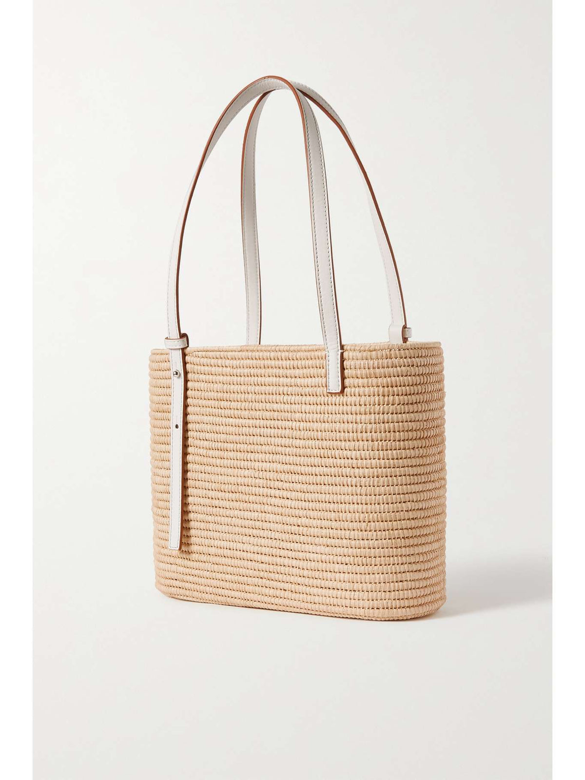 LOEWE + Paula's Ibiza small leather-trimmed woven raffia tote