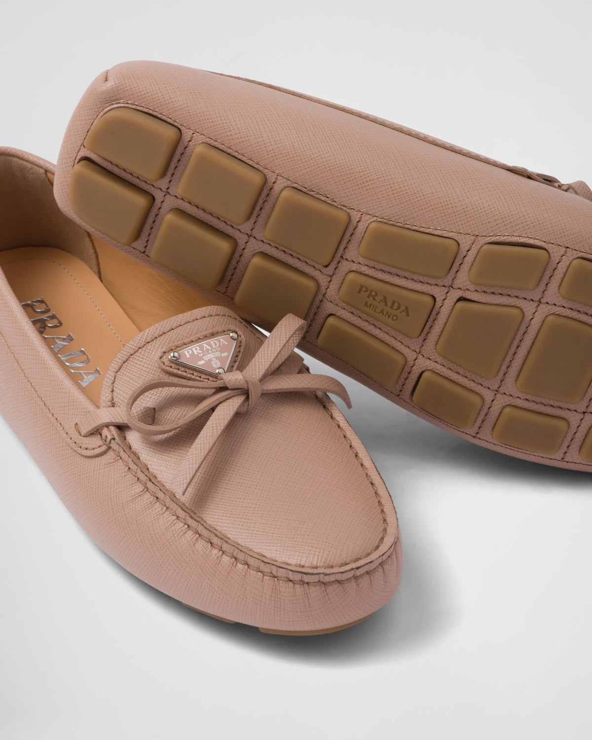 Prada Saffiano leather driving loafers