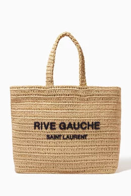 SAINT LAURENT
Rive Gauche Tote Bag in Raffia Crochet