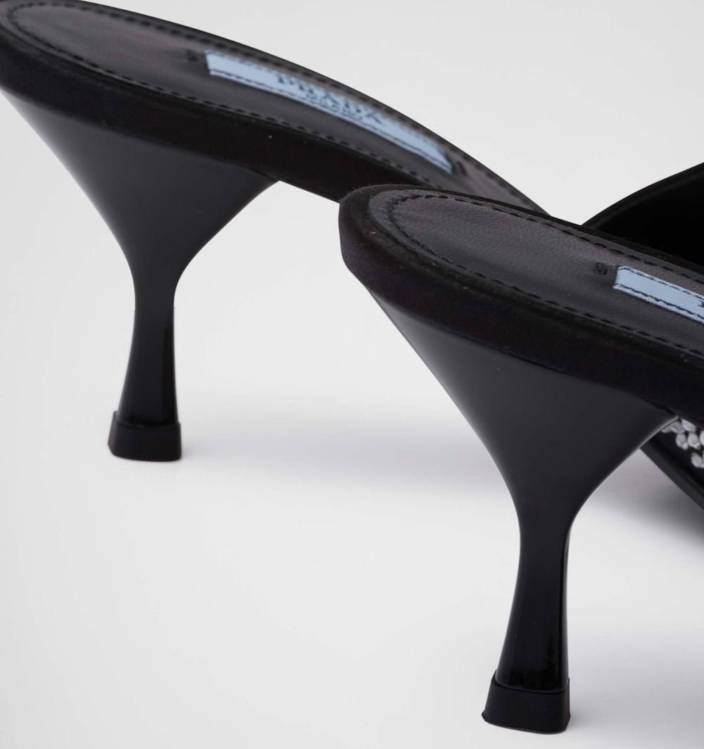 Prada satin heeled sandals with crystals