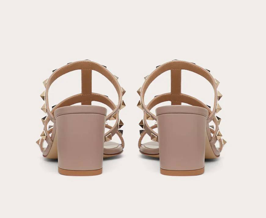 Valentino ROCKSTUD CALFSKIN LEATHER SLIDE SANDAL 60 MM