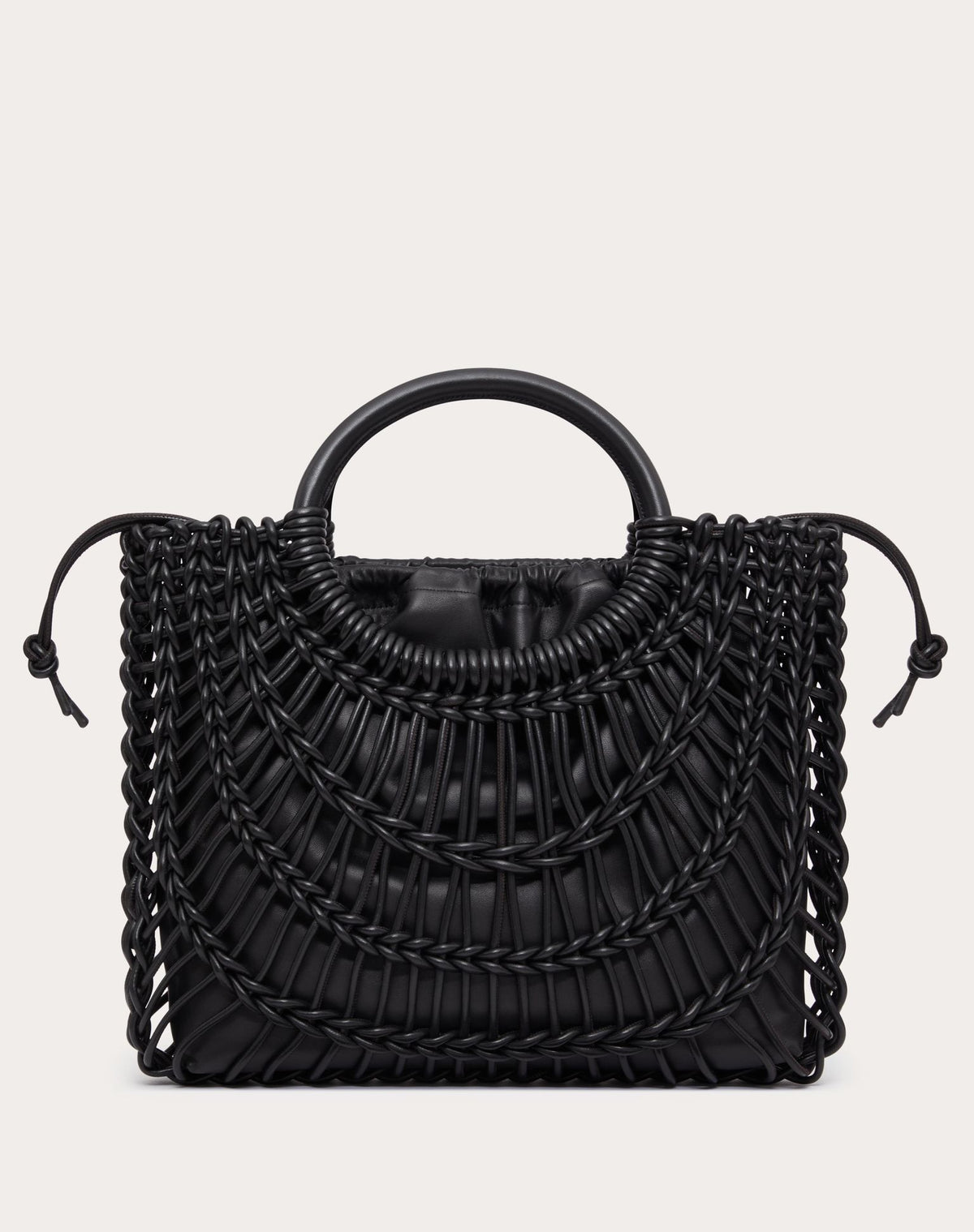 VALENTINO ALLKNOTS WOVEN LEATHER SHOPPER