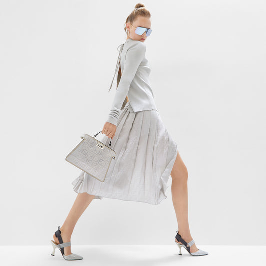 Fendi Peekaboo ISeeU Small
Silver leather bag with crystal FF motif