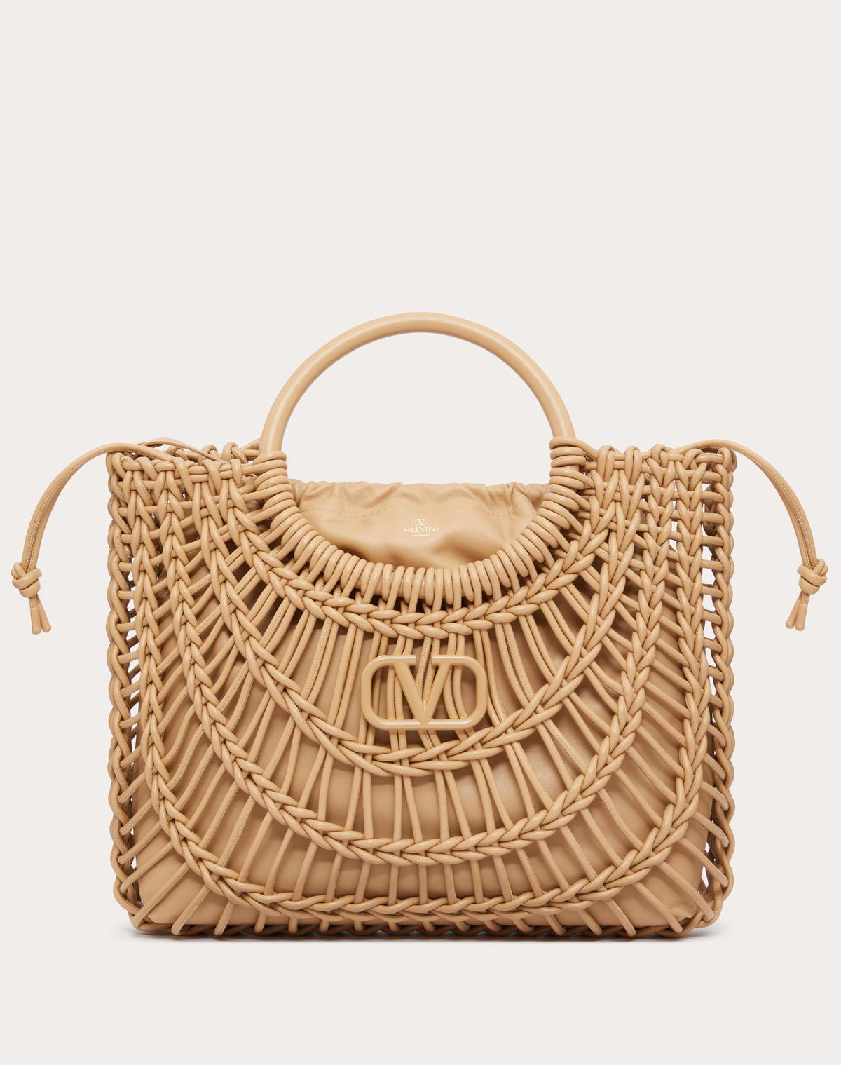 VALENTINO ALLKNOTS WOVEN LEATHER SHOPPER