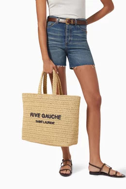 SAINT LAURENT
Rive Gauche Tote Bag in Raffia Crochet