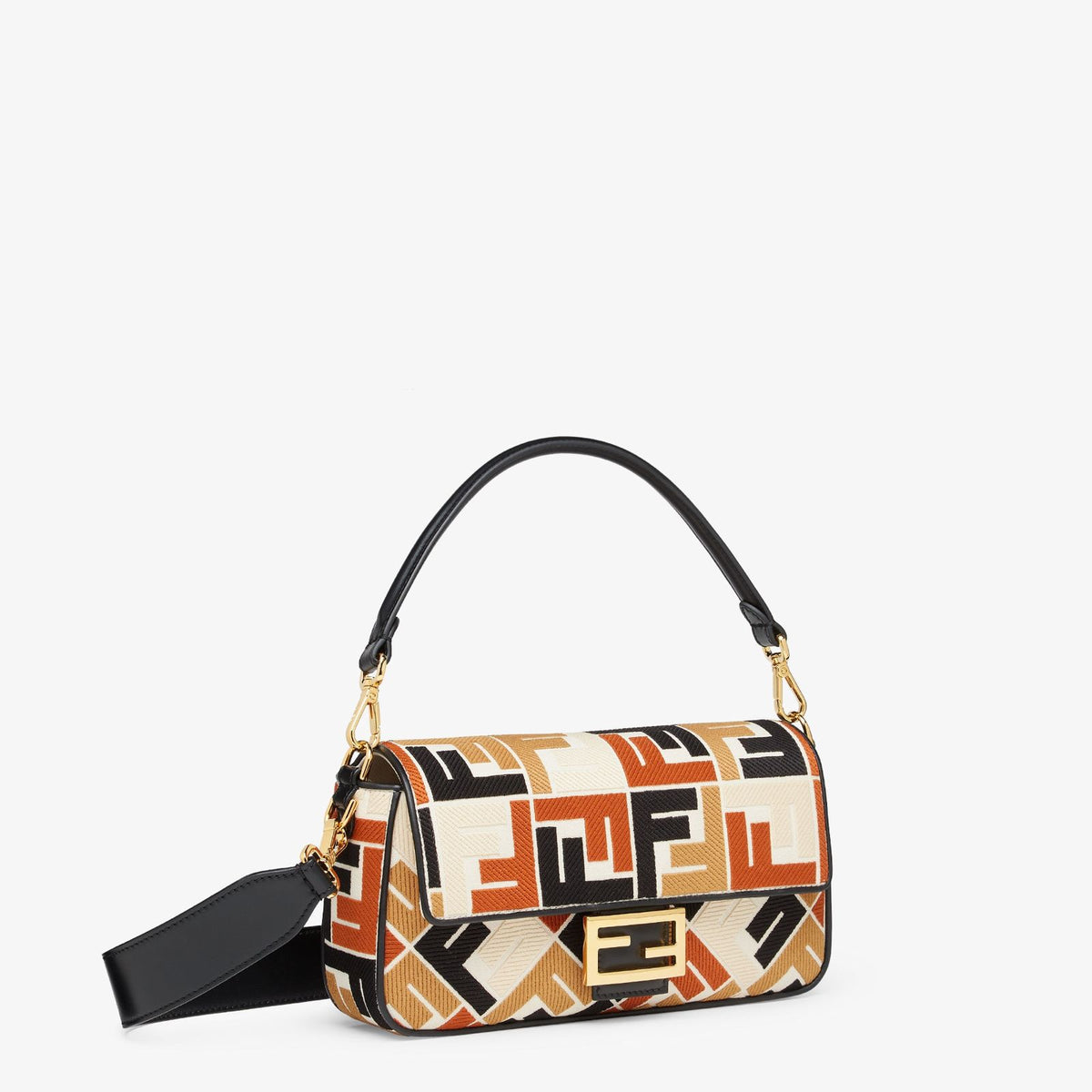 Fendi Baguette Multicolour canvas bag with FF embroidery