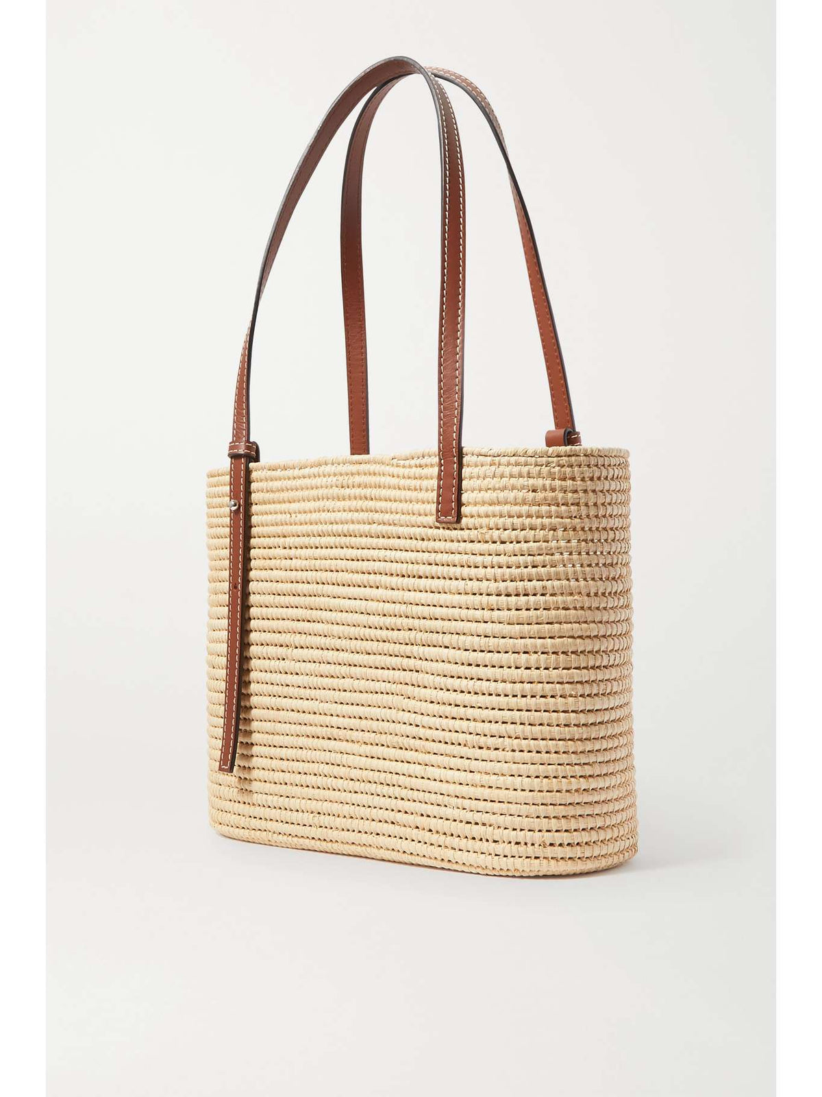 LOEWE
+ Paula's Ibiza small leather-trimmed woven raffia tote