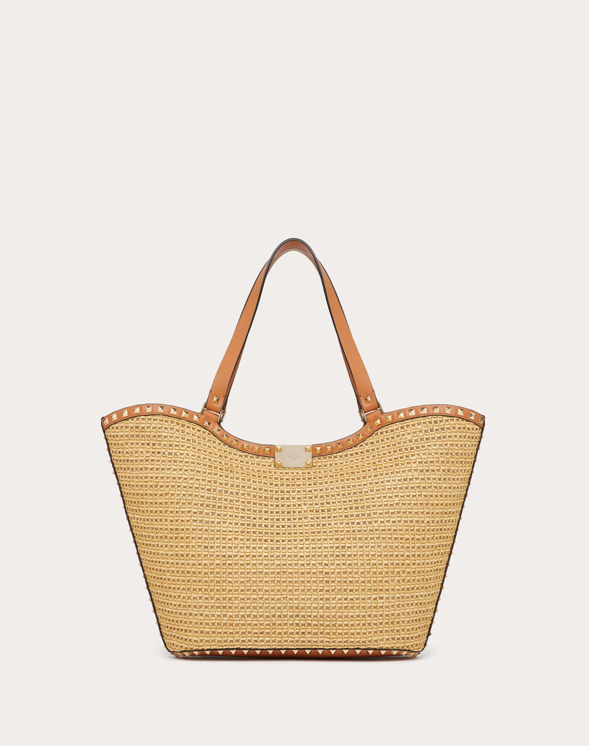 ROCKSTUD WOVEN RAFFIA SHOPPING BAG