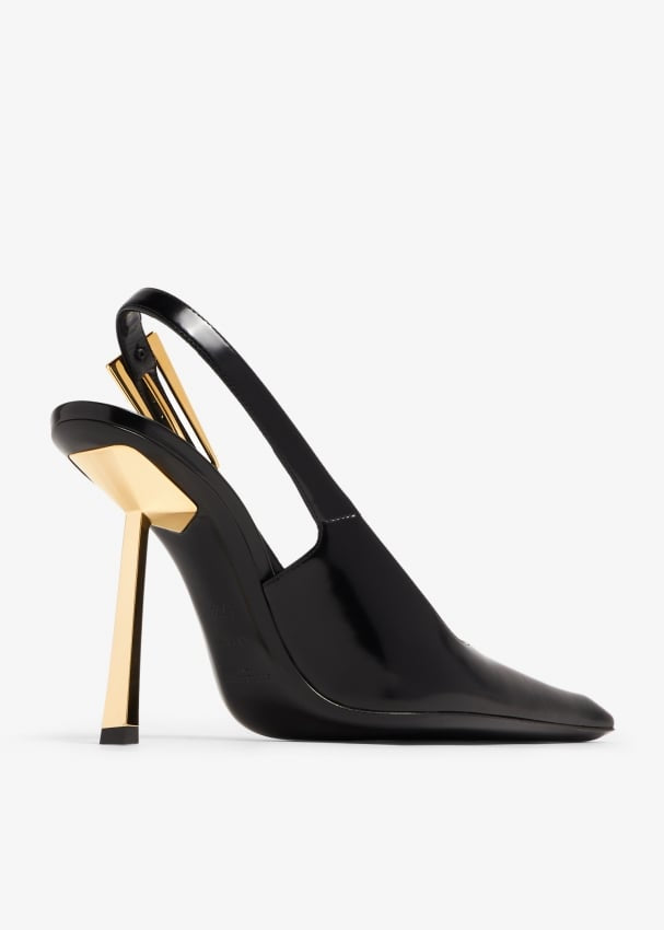 SAINT LAURENT
Lee patent-leather slingback pumps