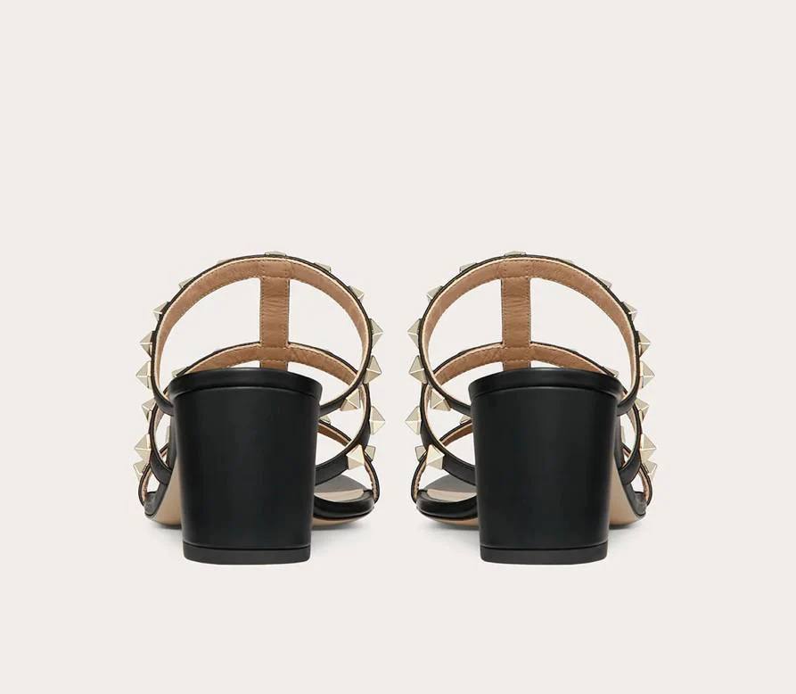 Valentino ROCKSTUD CALFSKIN LEATHER SLIDE SANDAL 60 MM