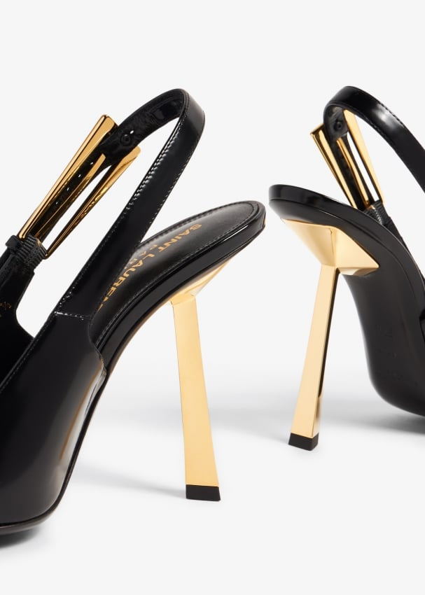 SAINT LAURENT
Lee patent-leather slingback pumps
