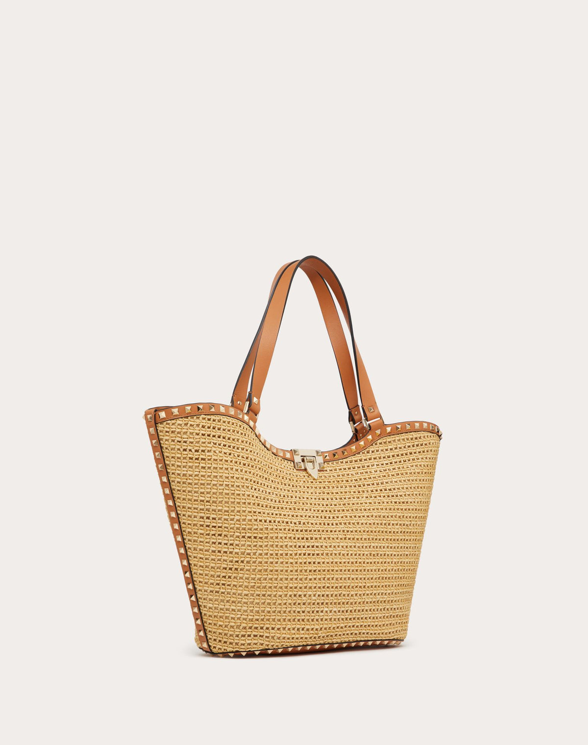 ROCKSTUD WOVEN RAFFIA SHOPPING BAG