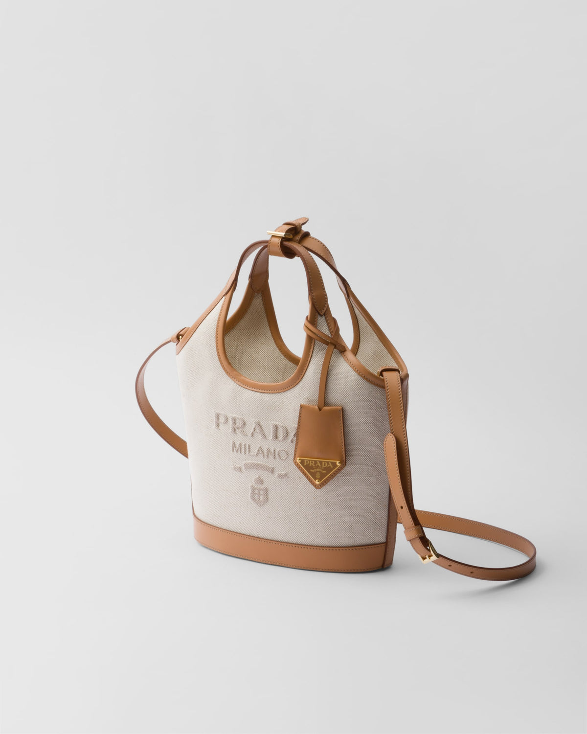 Prada Linen blend and leather mini-buckle bag