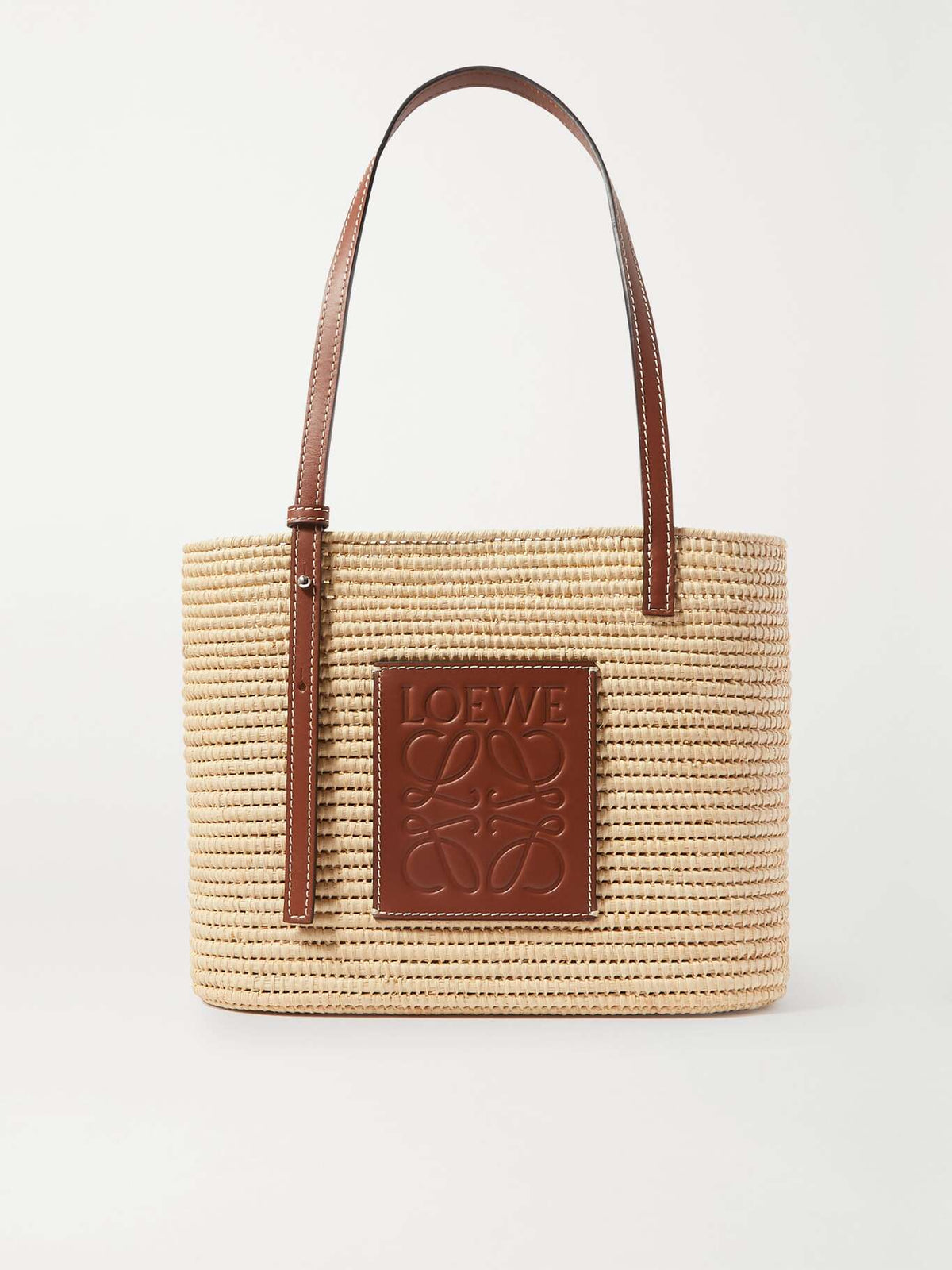 LOEWE
+ Paula's Ibiza small leather-trimmed woven raffia tote