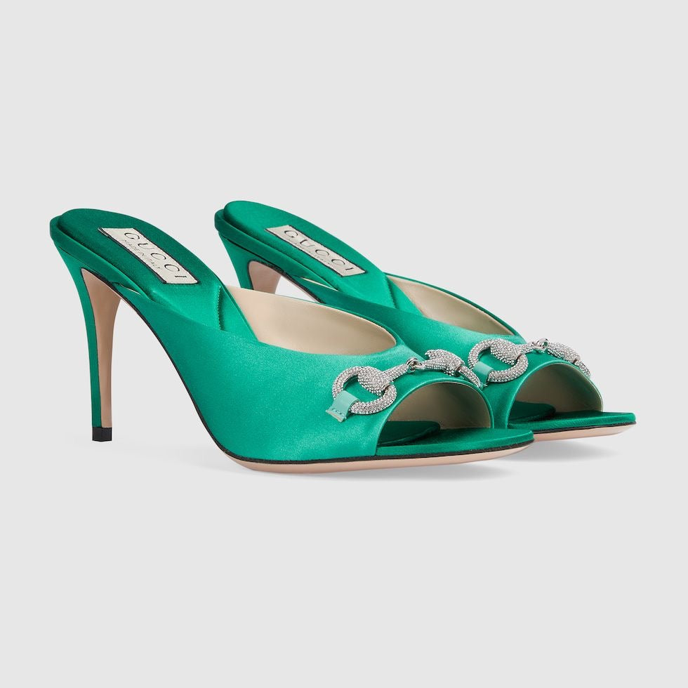 GUCCI WOMEN'S HORSEBIT MID-HEEL SLIDE SANDAL