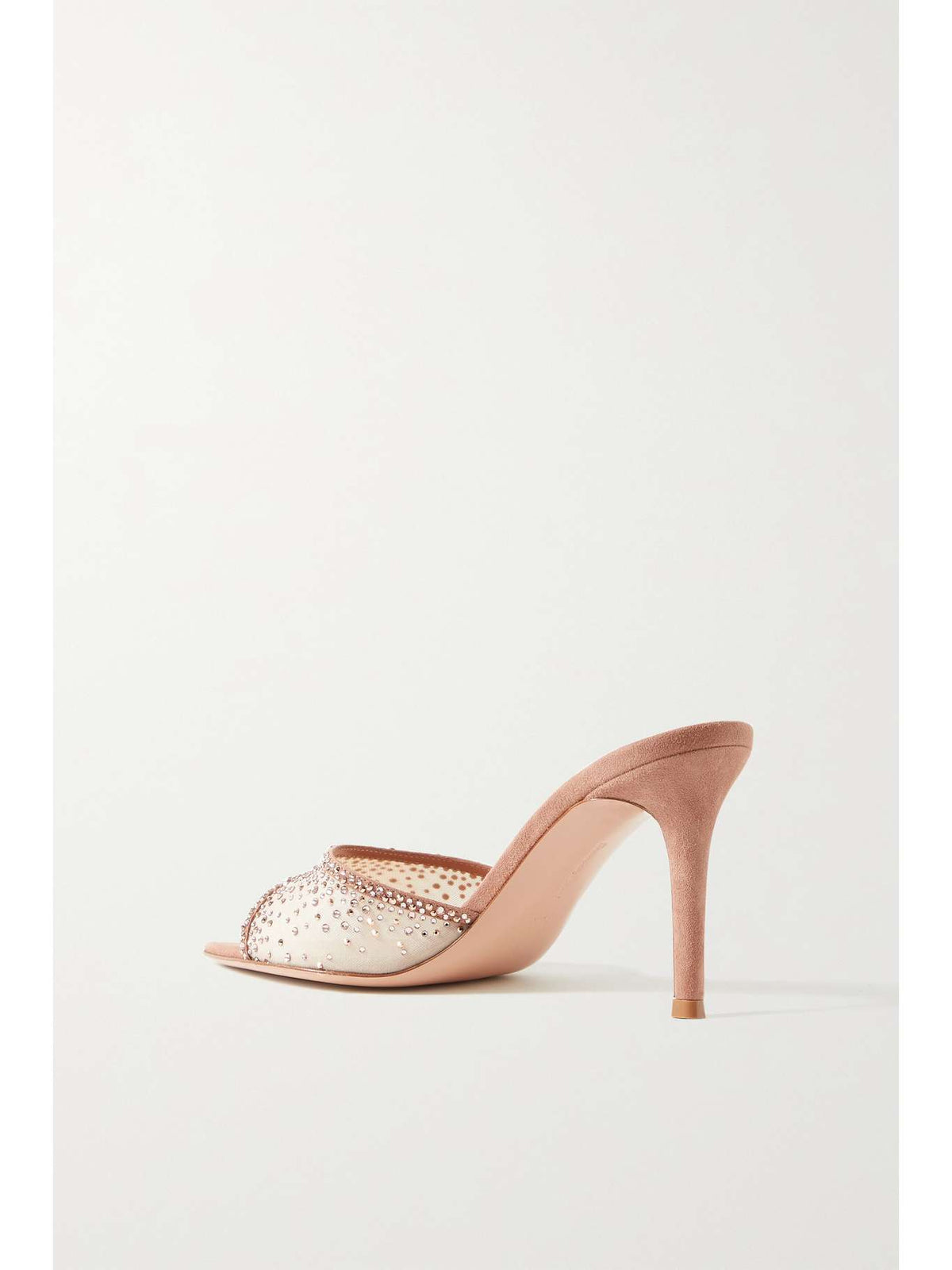 GIANVITO ROSSI
Rania 85 Suede Organza Embellished Mules